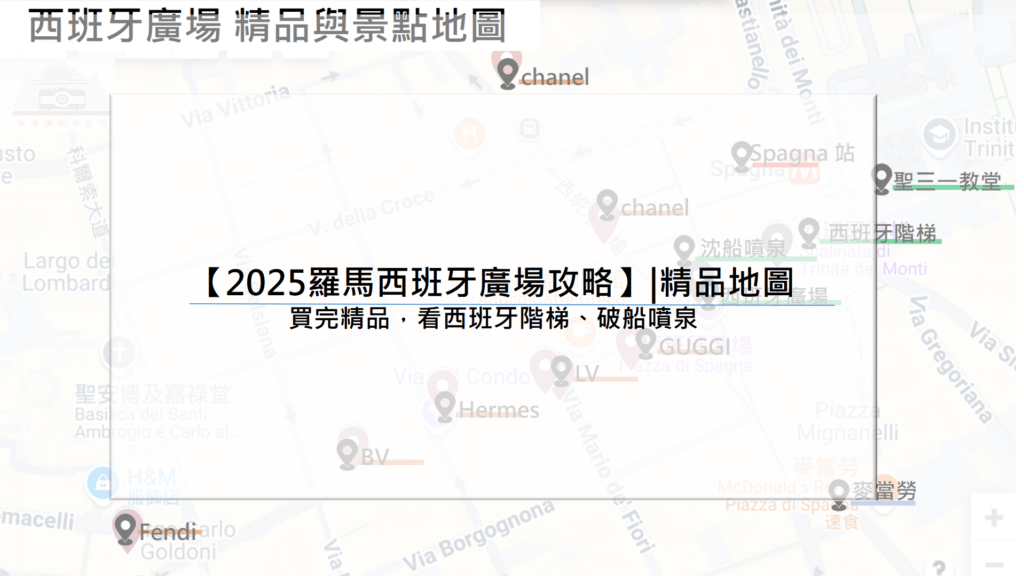 【2025羅馬西班牙廣場攻略】|精品地圖：買完精品，看西班牙階梯、破船噴泉