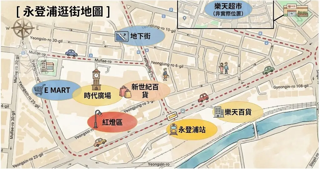 【2026永登浦逛街攻略】地下街挖寶、百貨超市掃貨、紅燈區探險？首爾最高CP值住宿基地全解析